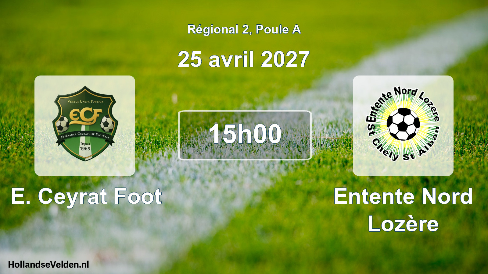 Match programmé: E. Ceyrat Foot - Entente Nord Lozère (25 avril 2027)
