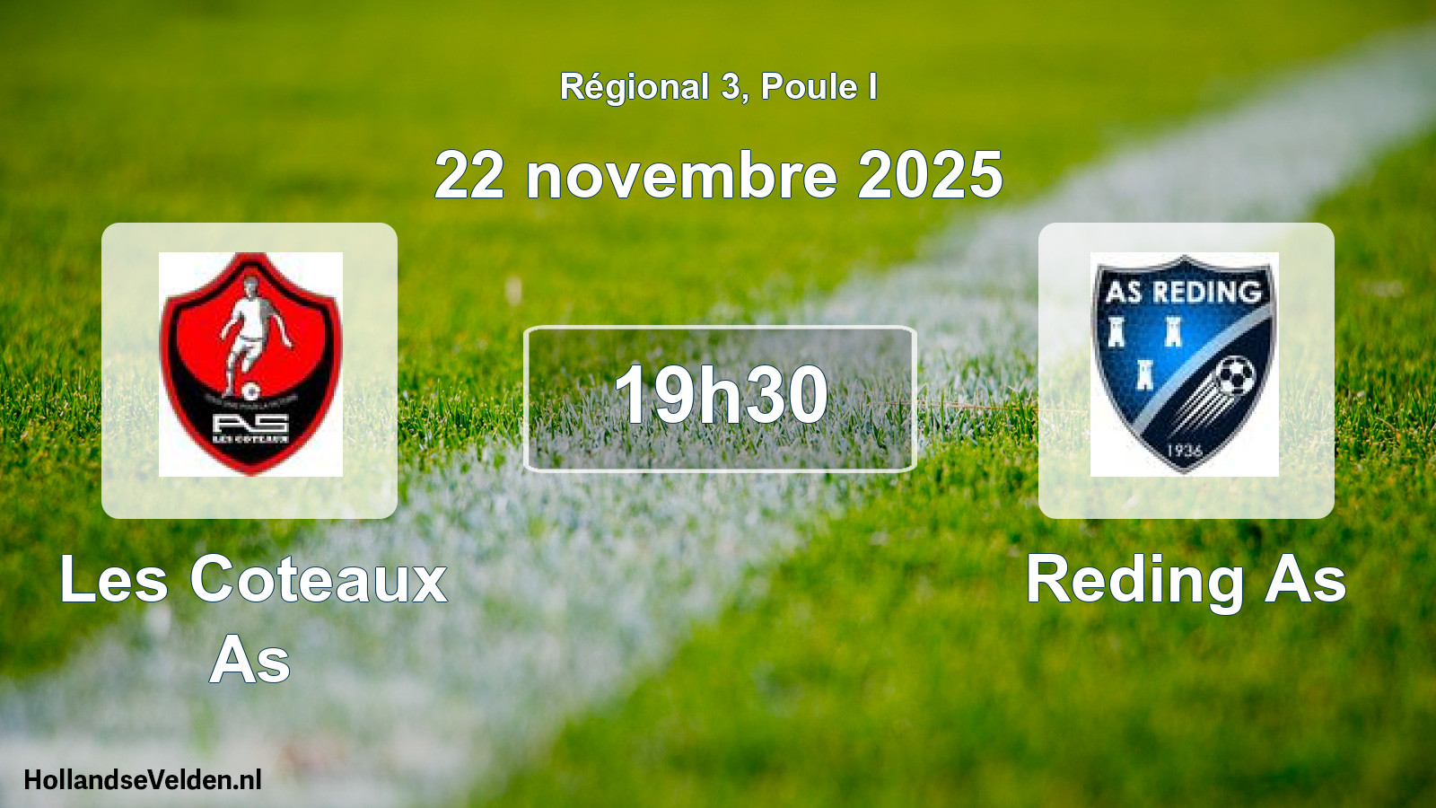 Geplande wedstrijd: Les Coteaux As - Reding As (22 november 2025)