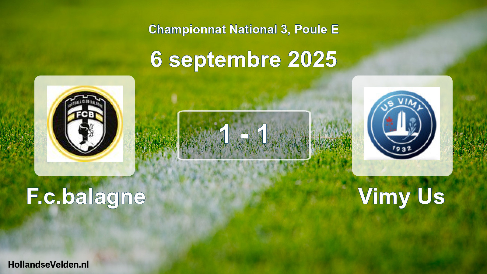 Gespeelde wedstrijd: F.c.balagne - Vimy Us 1 - 1 (6 septembre 2025)