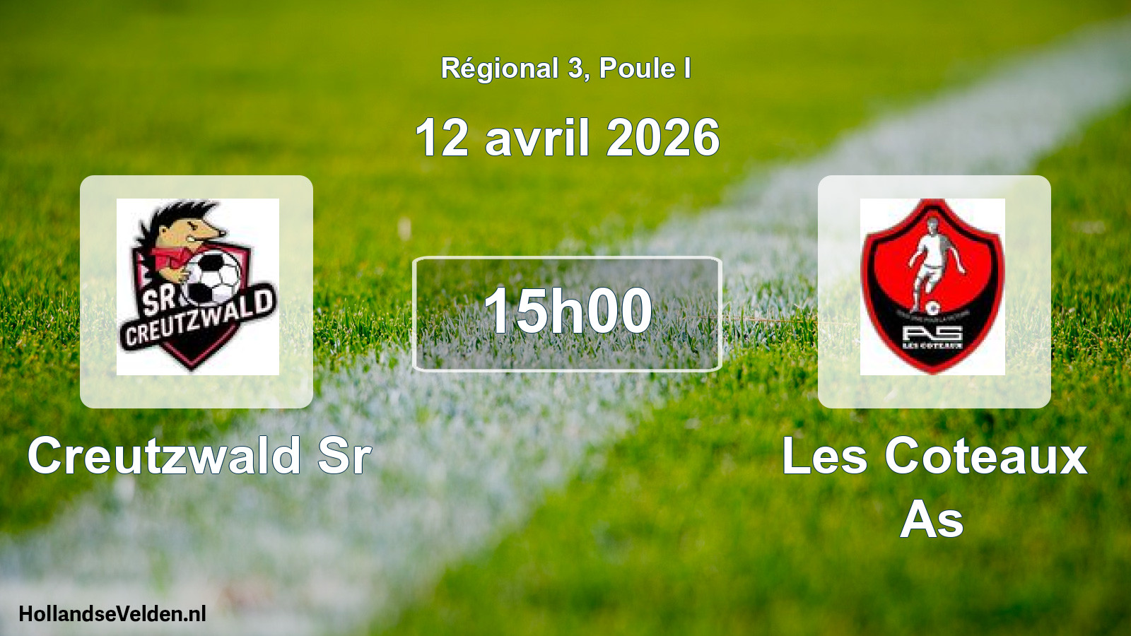 Geplande wedstrijd: Creutzwald Sr - Les Coteaux As (12 avril 2026)