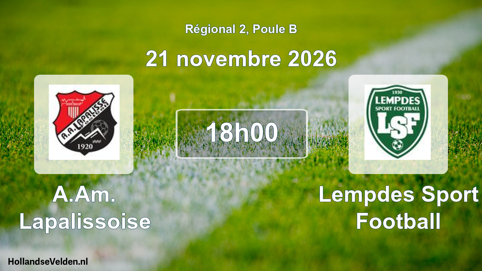 Match programmé: A.Am. Lapalissoise - Lempdes Sport Football (21 novembre 2026)