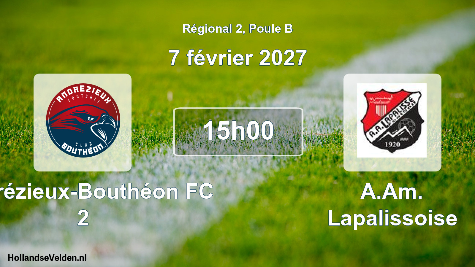 Match programmé: Andrézieux-Bouthéon FC 2 - A.Am. Lapalissoise (7 février 2027)