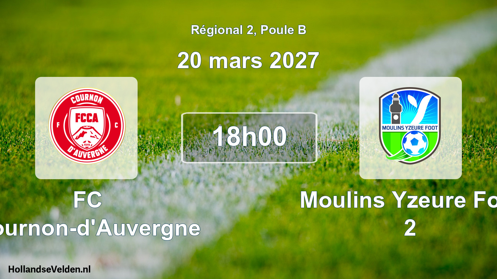 Match programmé: FC Cournon-d'Auvergne - Moulins Yzeure Foot 2 (20 mars 2027)