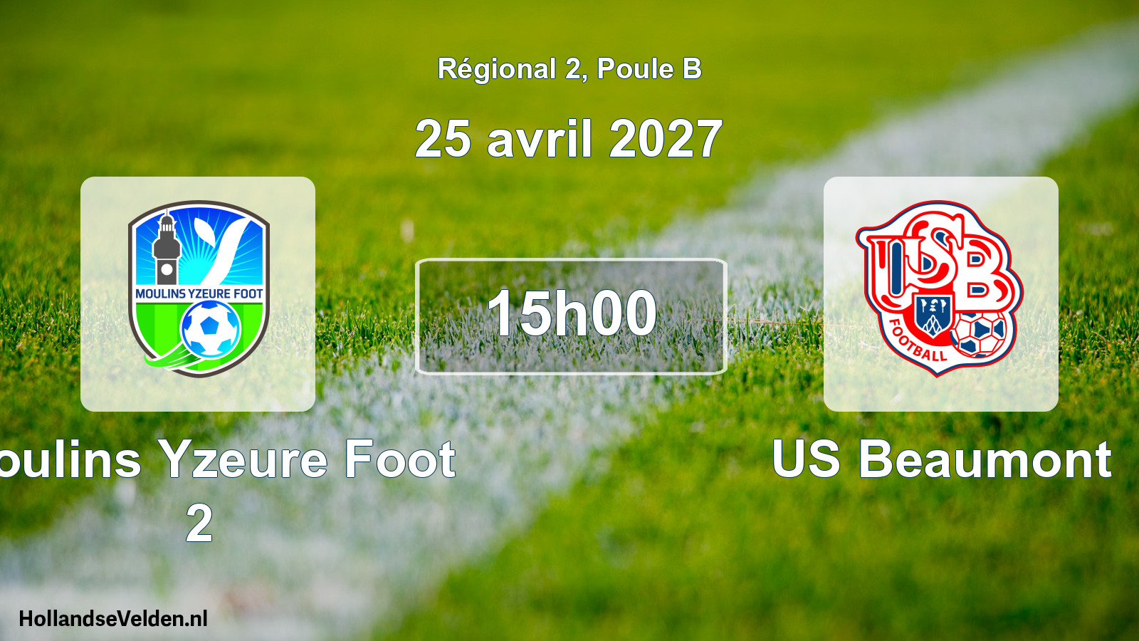 Match programmé: Moulins Yzeure Foot 2 - US Beaumont (25 avril 2027)