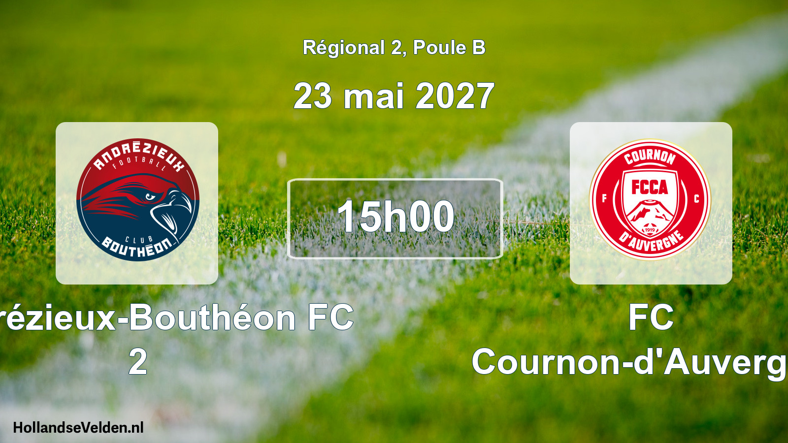Match programmé: Andrézieux-Bouthéon FC 2 - FC Cournon-d'Auvergne (23 mai 2027)