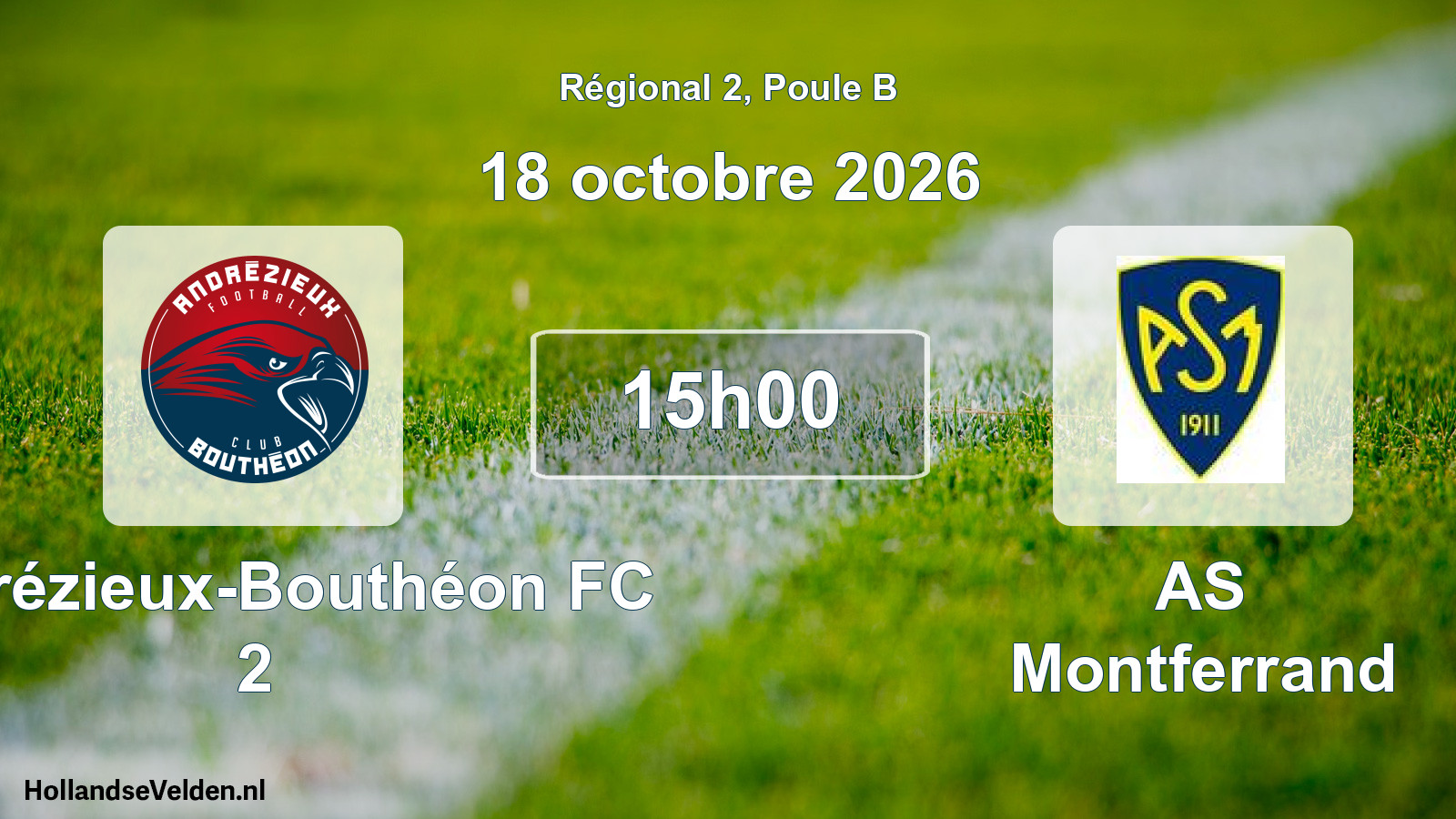 Match programmé: Andrézieux-Bouthéon FC 2 - AS Montferrand (18 octobre 2026)