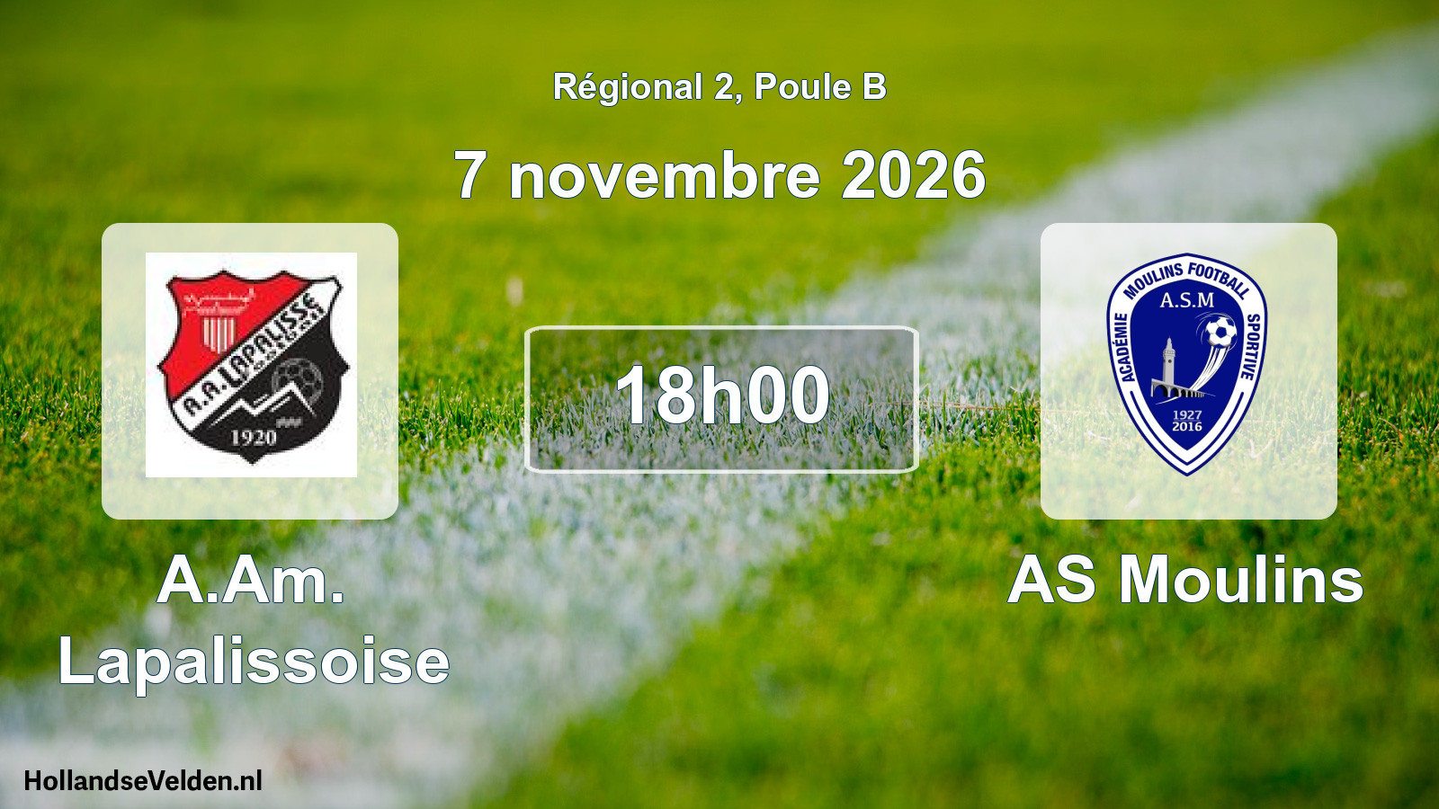 Match programmé: A.Am. Lapalissoise - AS Moulins (7 novembre 2026)