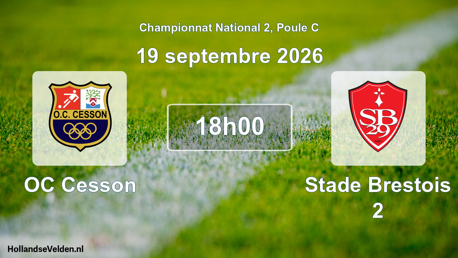 Match programmé: OC Cesson - Stade Brestois 2 (19 septembre 2026)