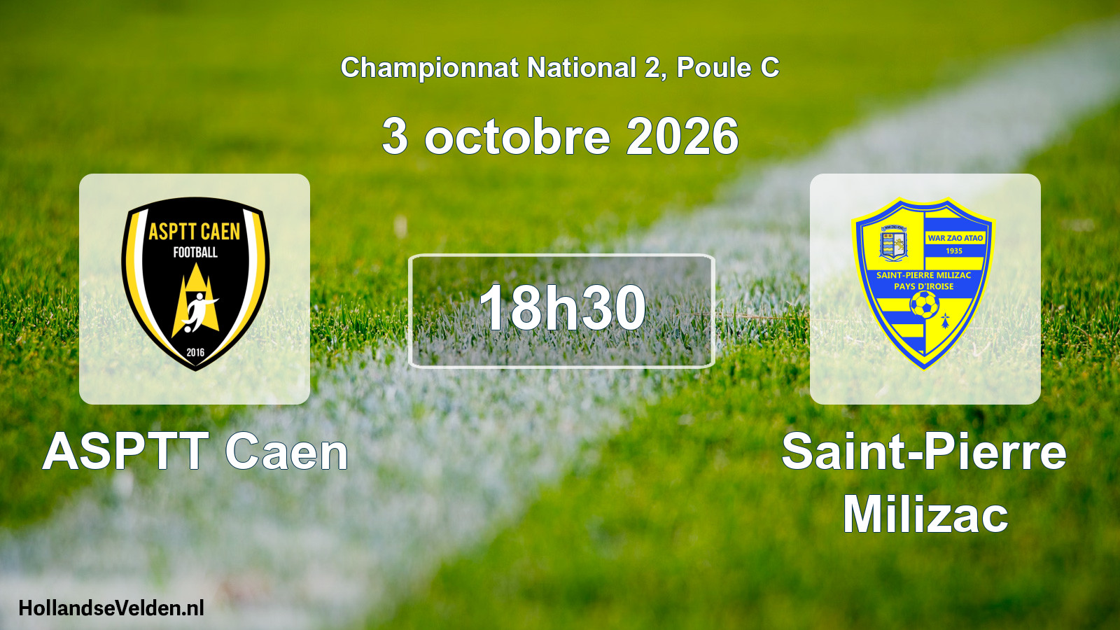 Match programmé: ASPTT Caen - Saint-Pierre Milizac (3 octobre 2026)