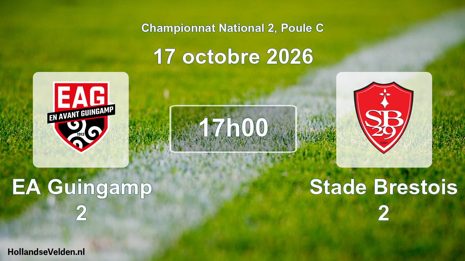 Match programmé: EA Guingamp 2 - Stade Brestois 2 (17 octobre 2026)