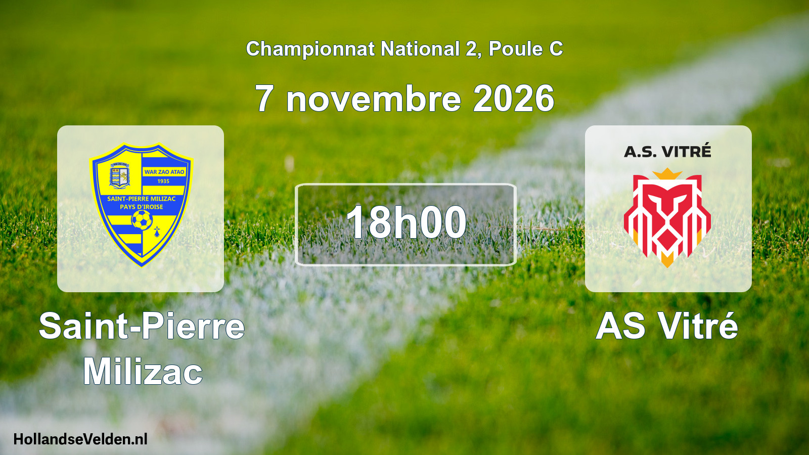 Match programmé: Saint-Pierre Milizac - AS Vitré (7 novembre 2026)