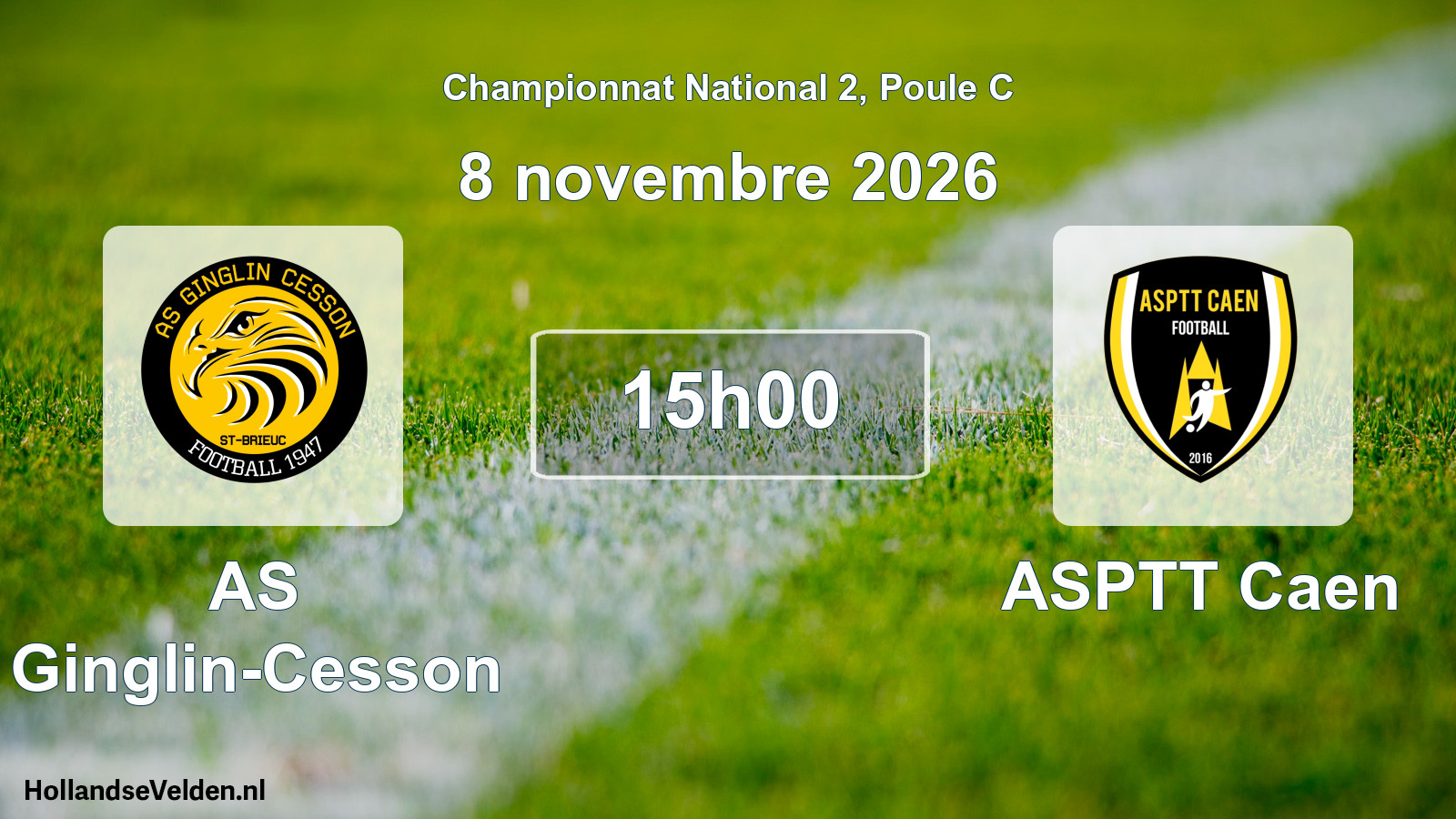 Match programmé: AS Ginglin-Cesson - ASPTT Caen (8 novembre 2026)