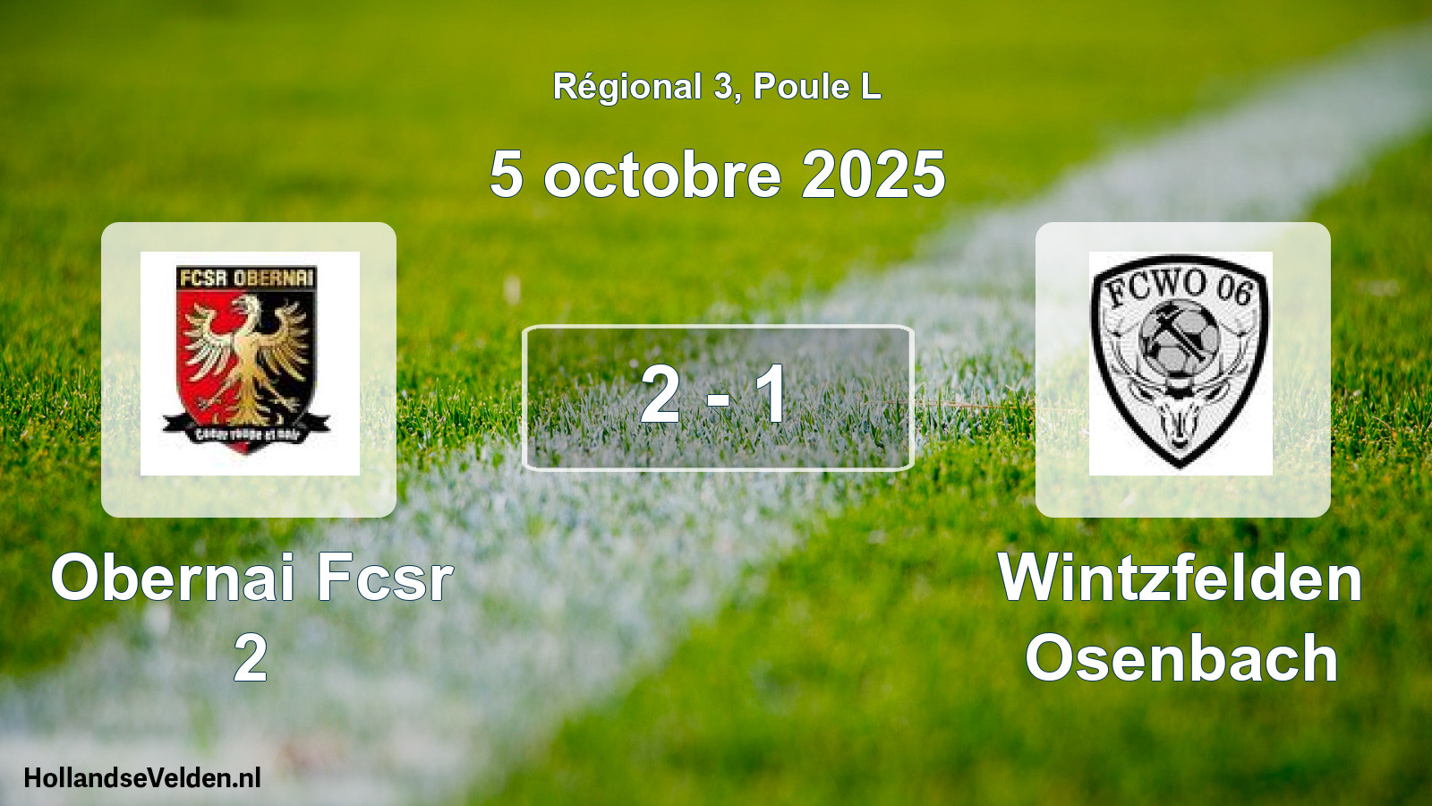Total number of matches played: Obernai Fcsr 2 - Wintzfelden Osenbach 2 - 1 (5 October 2025)