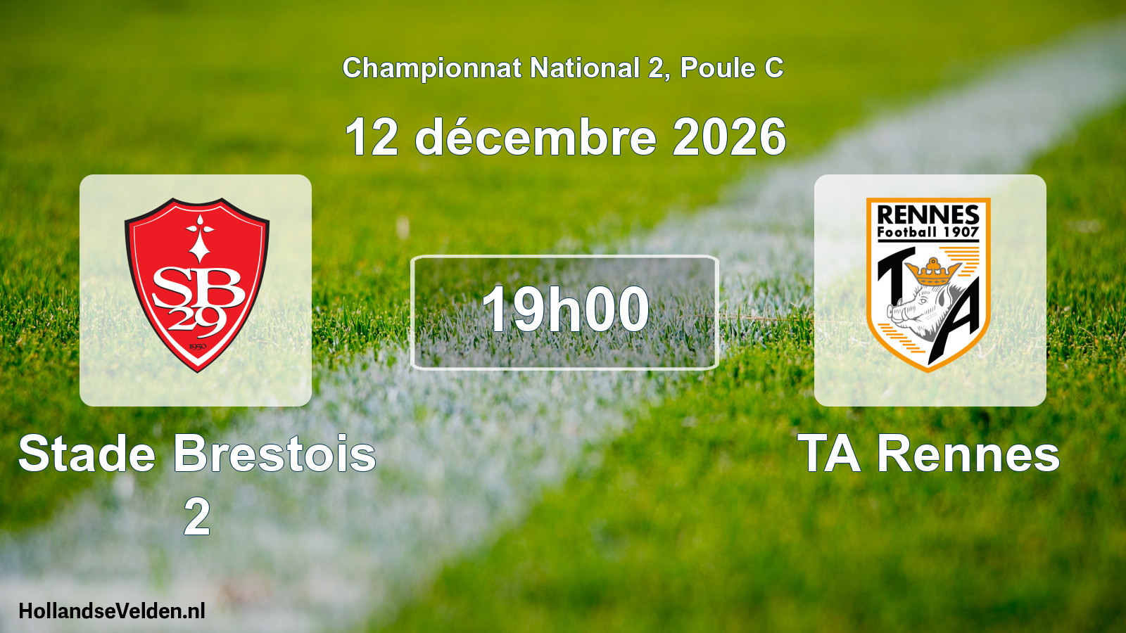 Match programmé: Stade Brestois 2 - TA Rennes (12 décembre 2026)