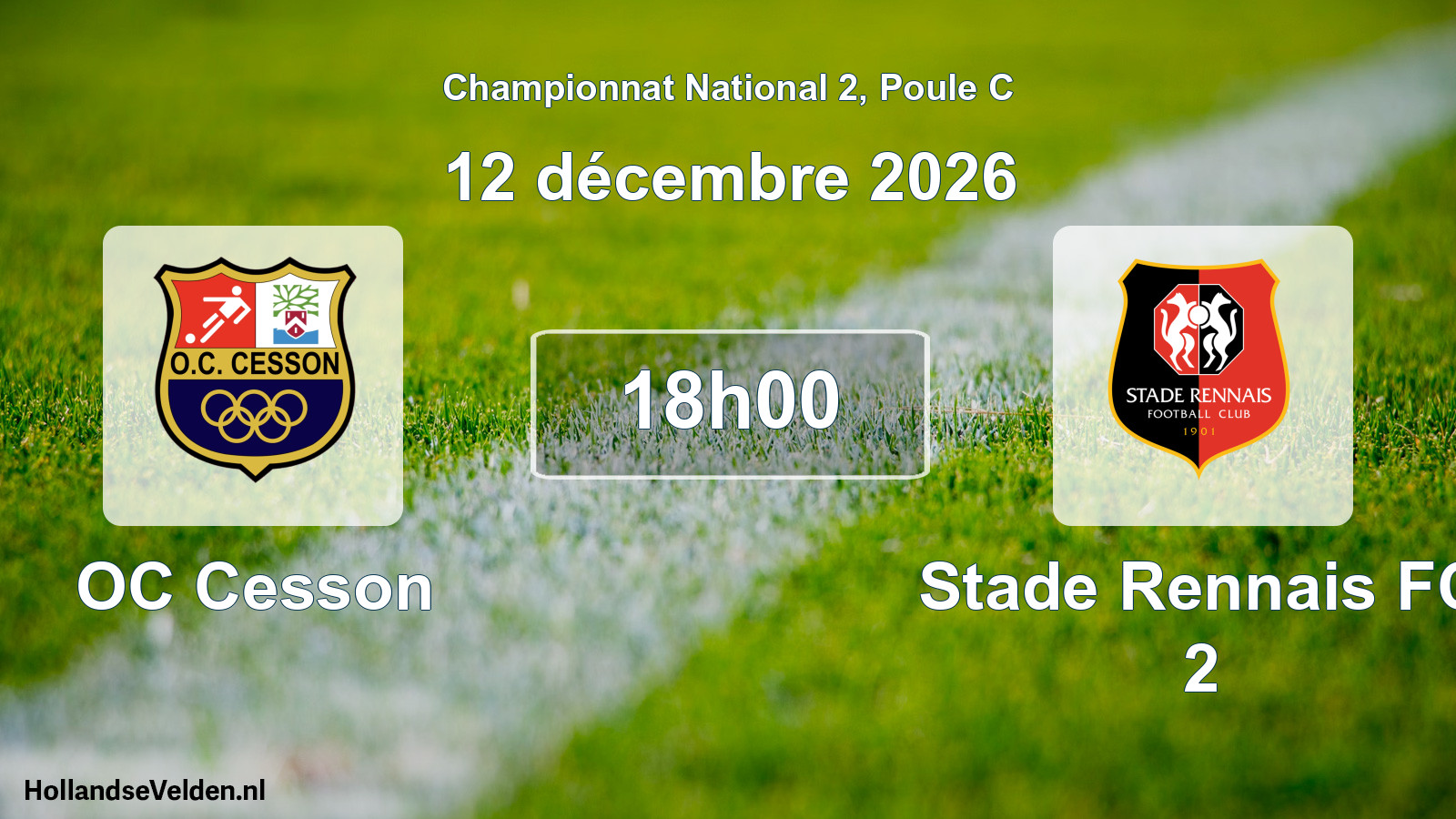 Match programmé: OC Cesson - Stade Rennais FC 2 (12 décembre 2026)