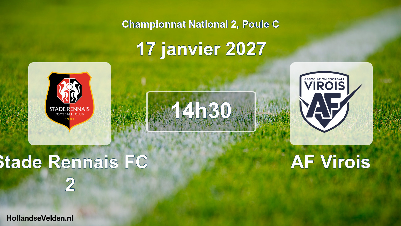 Match programmé: Stade Rennais FC 2 - AF Virois (17 janvier 2027)