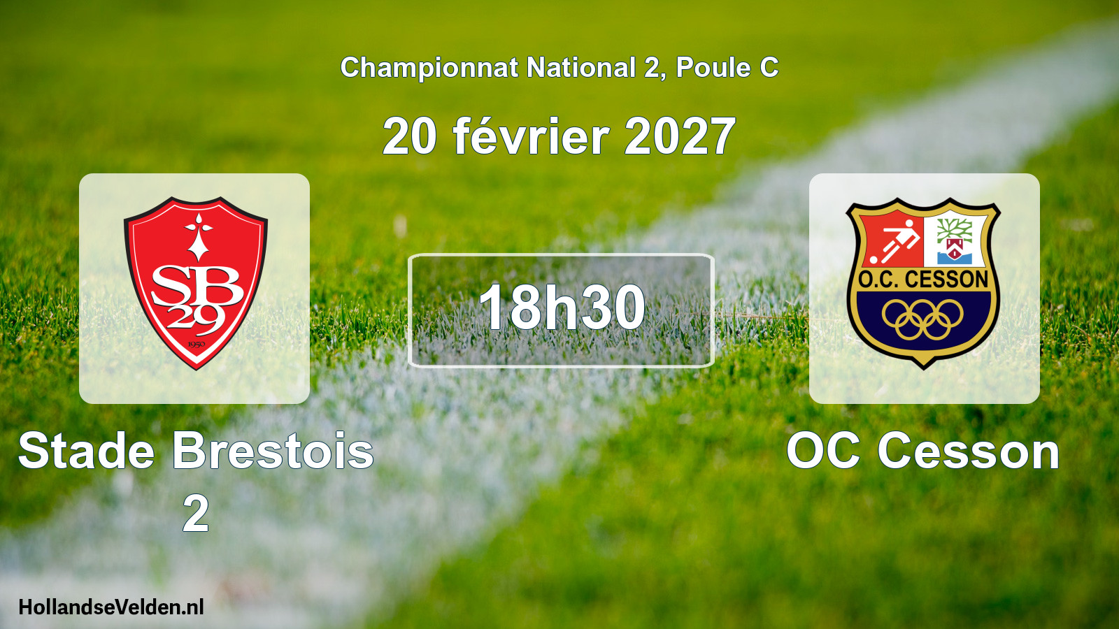 Match programmé: Stade Brestois 2 - OC Cesson (20 février 2027)