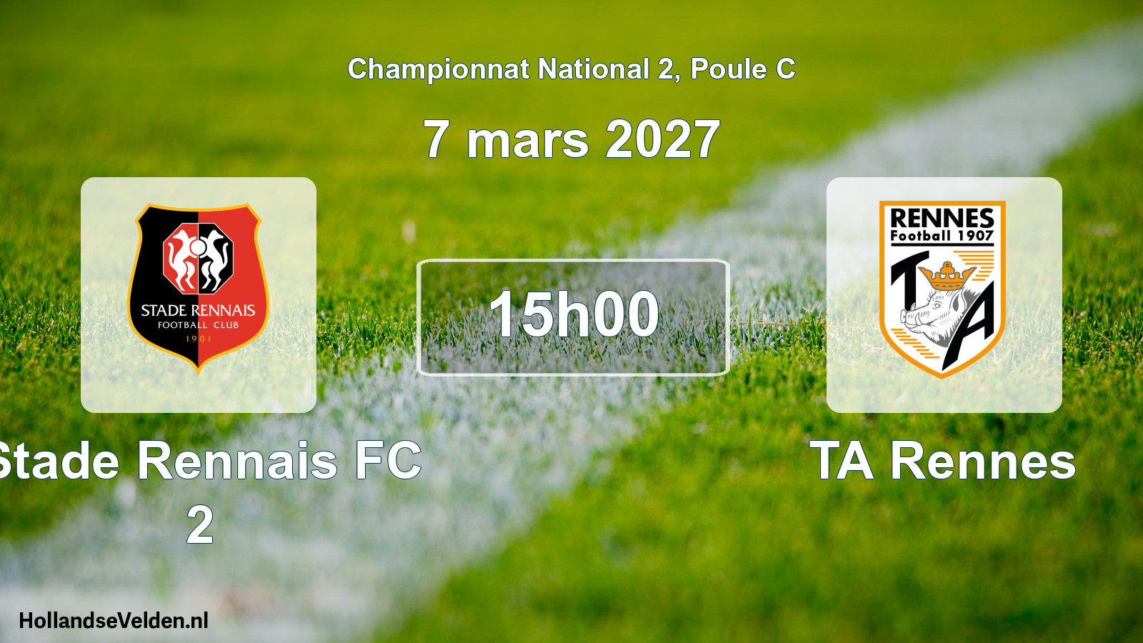 Match programmé: Stade Rennais FC 2 - TA Rennes (7 mars 2027)