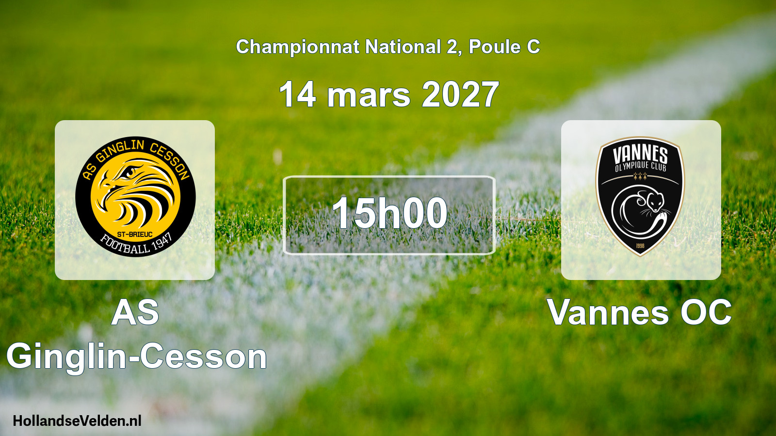 Match programmé: AS Ginglin-Cesson - Vannes OC (14 mars 2027)