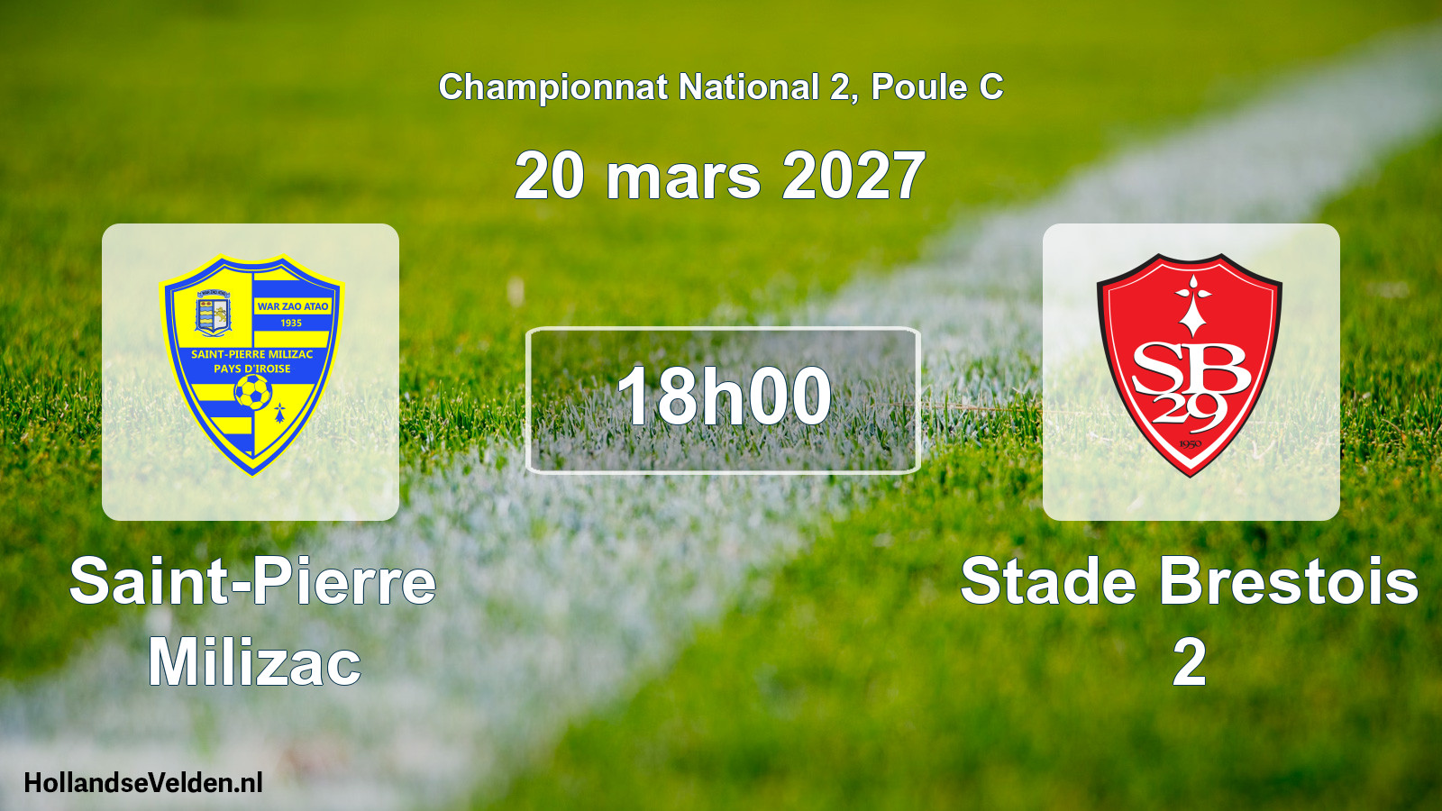 Match programmé: Saint-Pierre Milizac - Stade Brestois 2 (20 mars 2027)