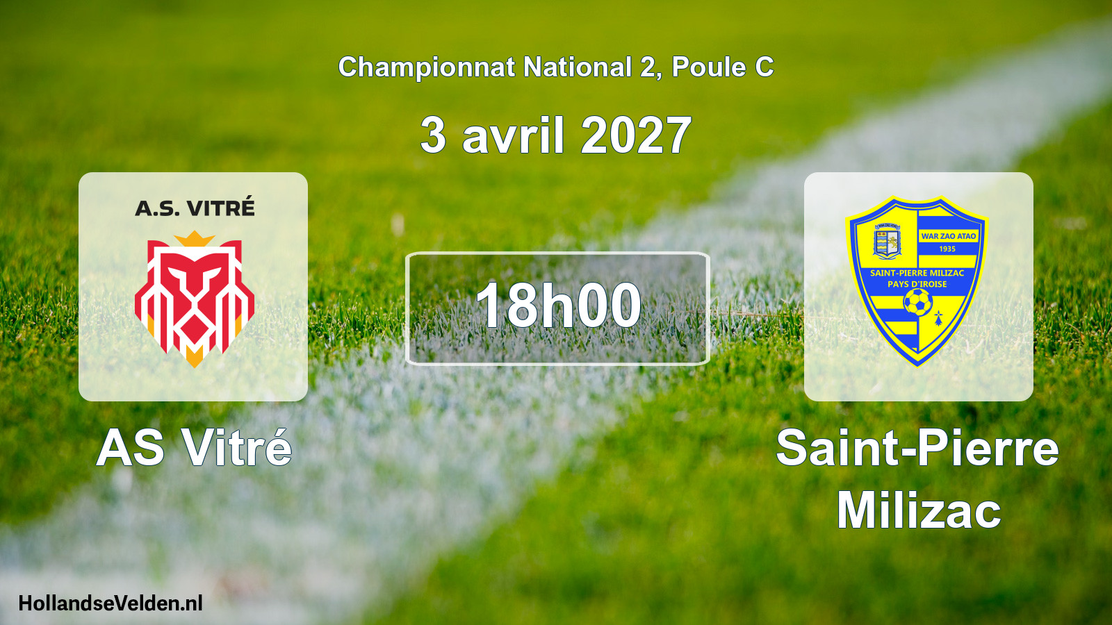 Match programmé: AS Vitré - Saint-Pierre Milizac (3 avril 2027)