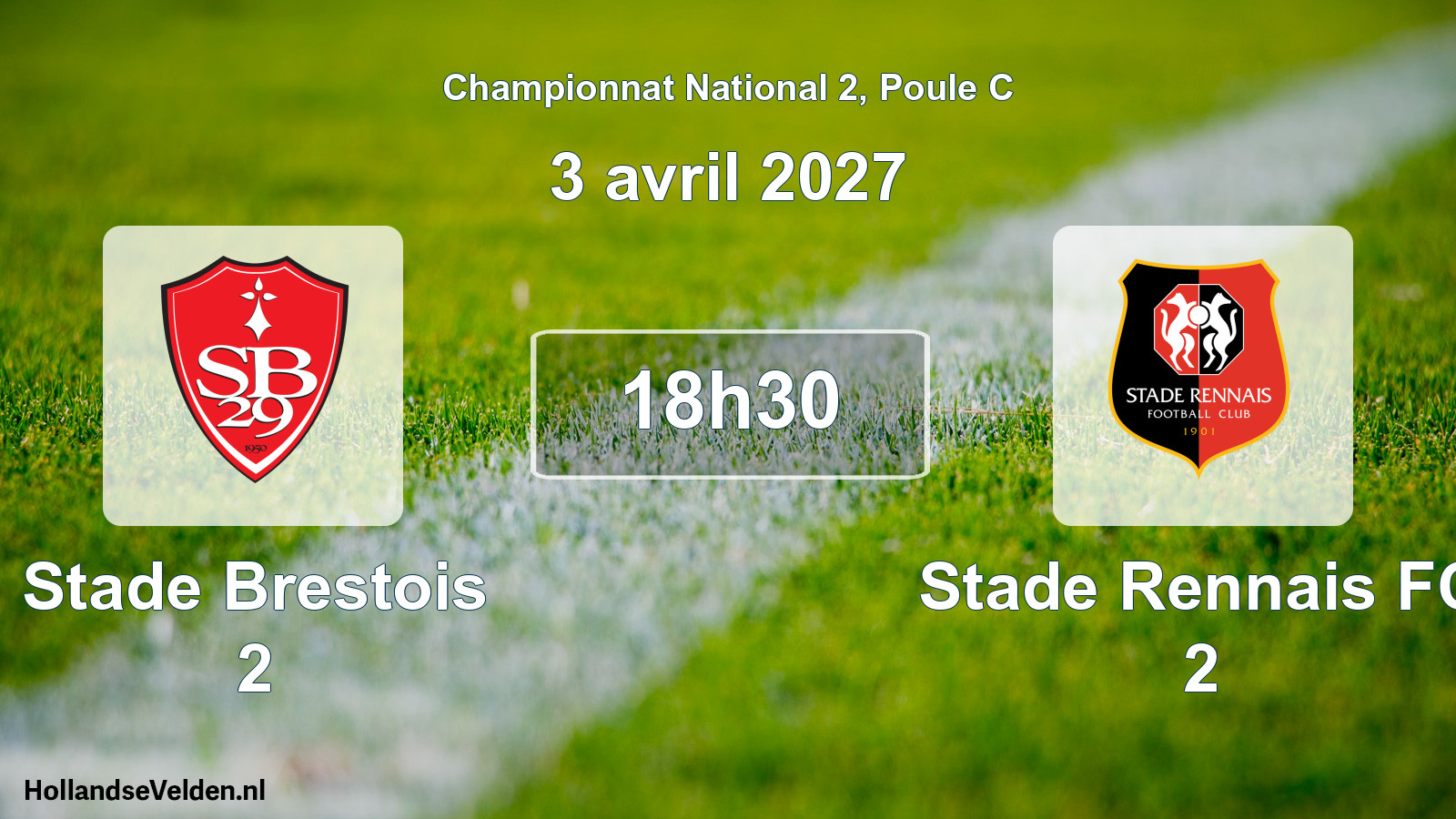 Match programmé: Stade Brestois 2 - Stade Rennais FC 2 (3 avril 2027)