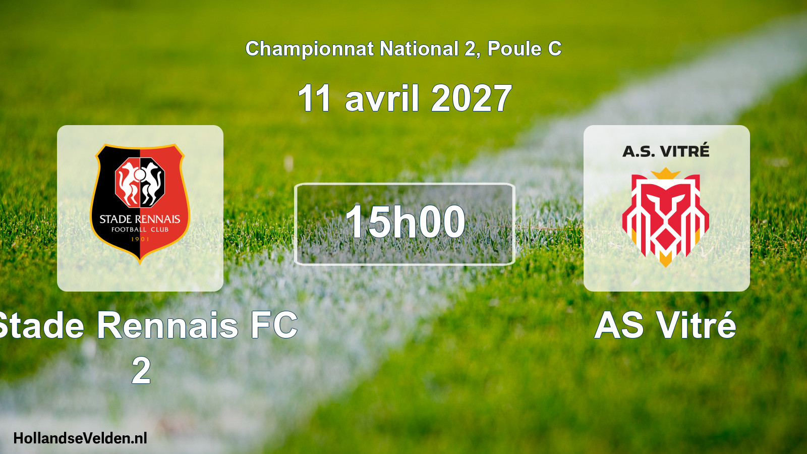 Match programmé: Stade Rennais FC 2 - AS Vitré (11 avril 2027)