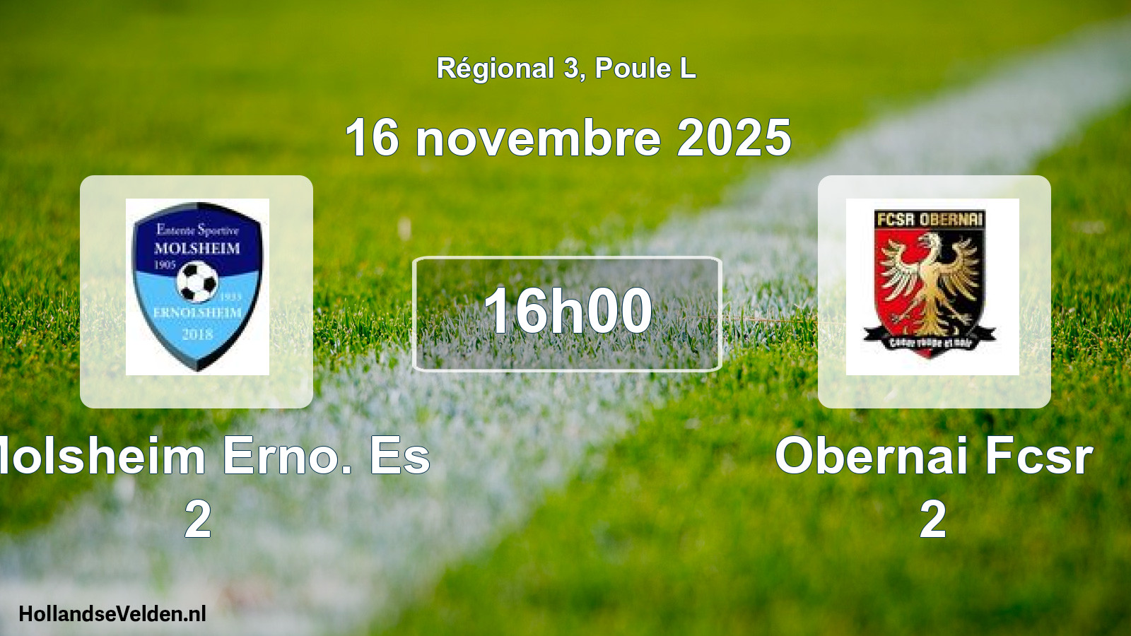 Geplande wedstrijd: Molsheim Erno. Es 2 - Obernai Fcsr 2 (16 novembre 2025)
