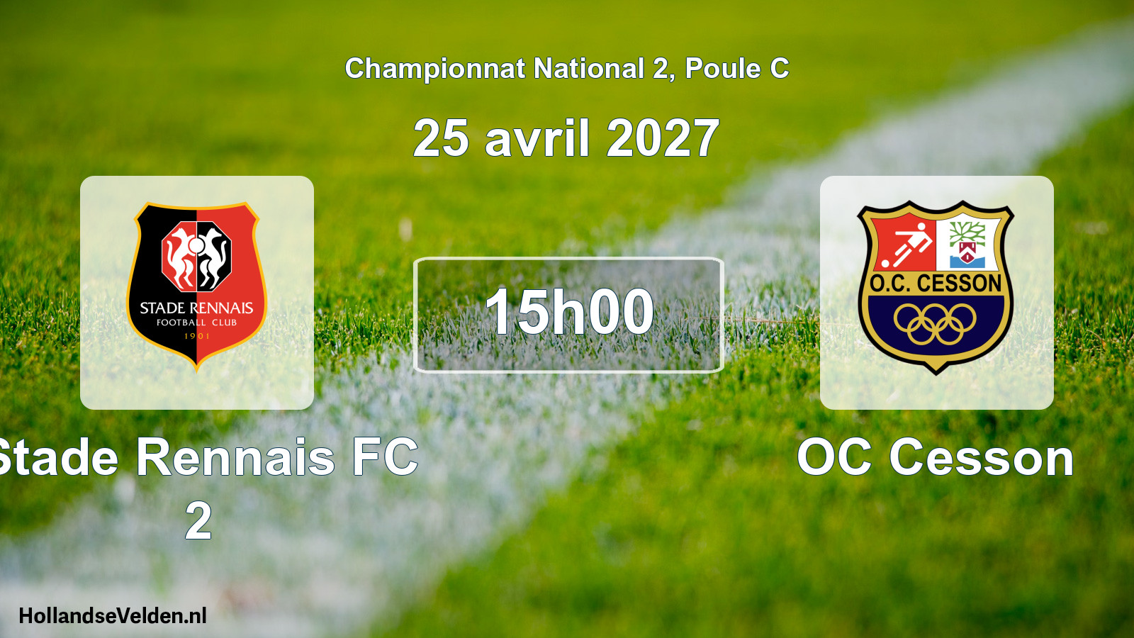 Match programmé: Stade Rennais FC 2 - OC Cesson (25 avril 2027)