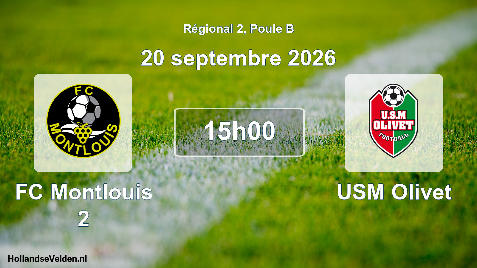 Match programmé: FC Montlouis 2 - USM Olivet (20 septembre 2026)