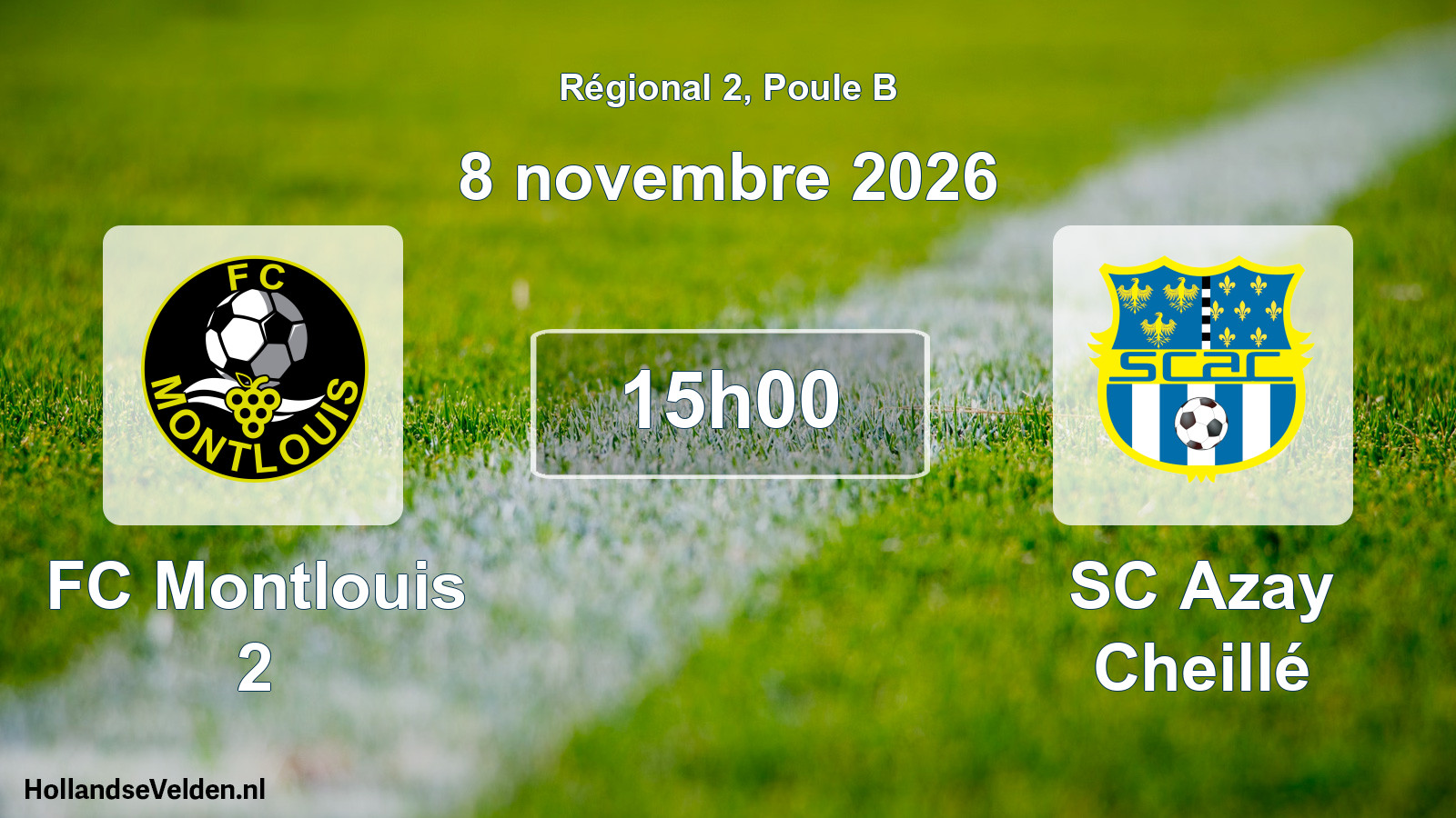 Match programmé: FC Montlouis 2 - SC Azay Cheillé (8 novembre 2026)