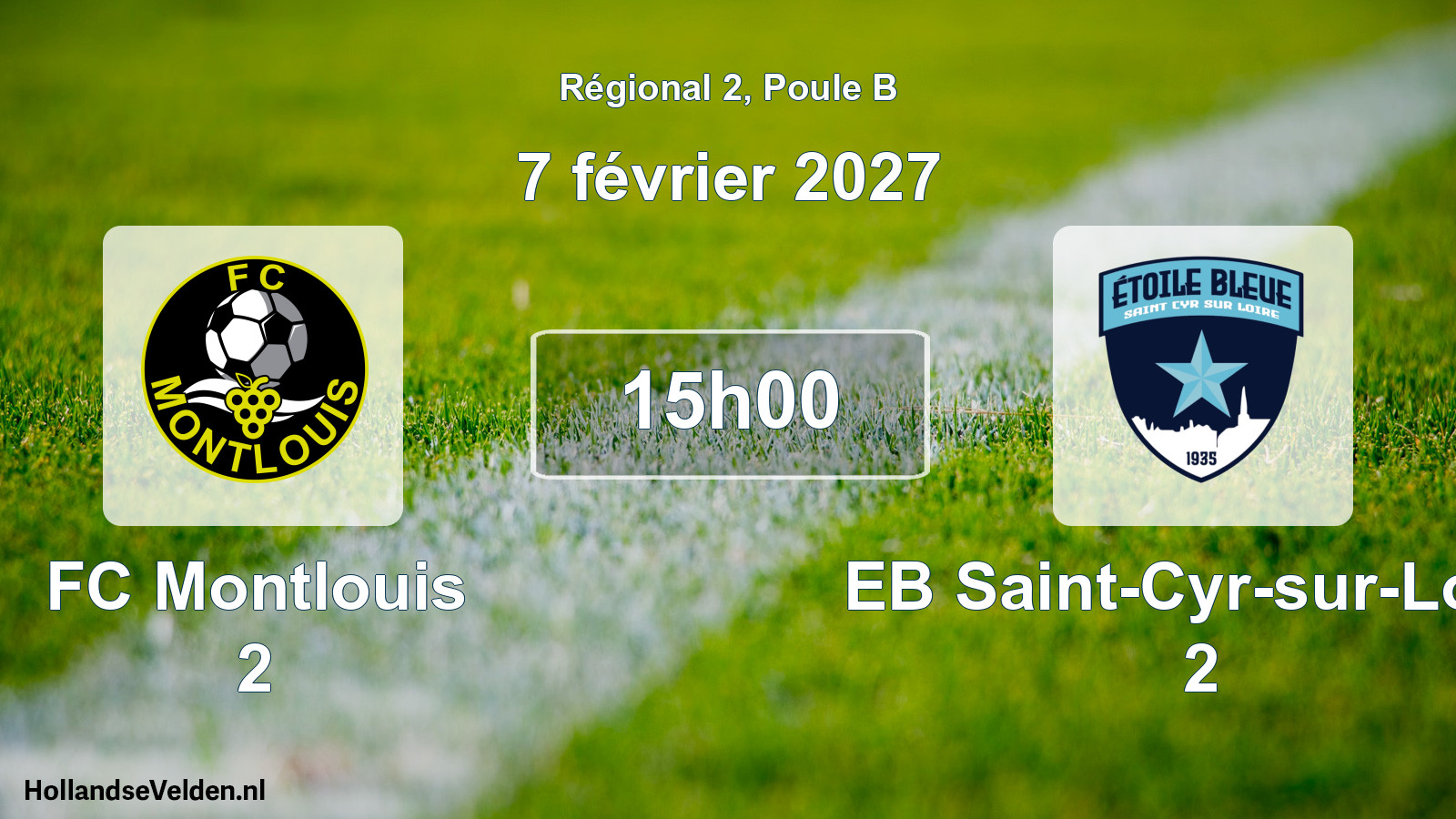 Match programmé: FC Montlouis 2 - EB Saint-Cyr-sur-Loire 2 (7 février 2027)