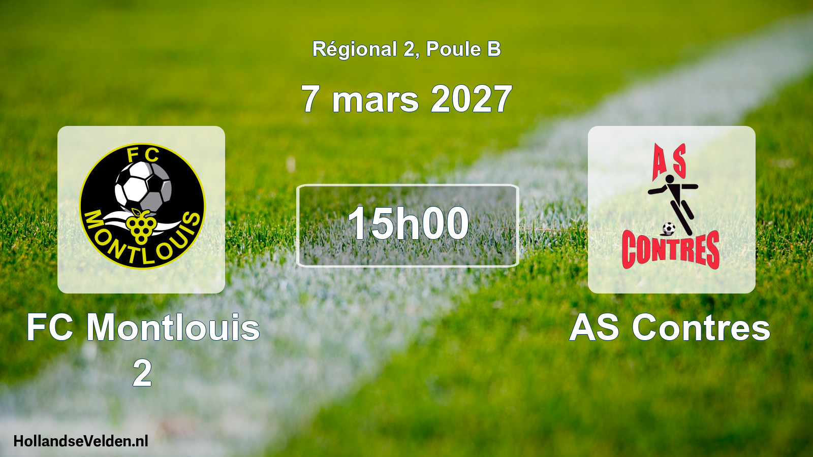Match programmé: FC Montlouis 2 - AS Contres (7 mars 2027)
