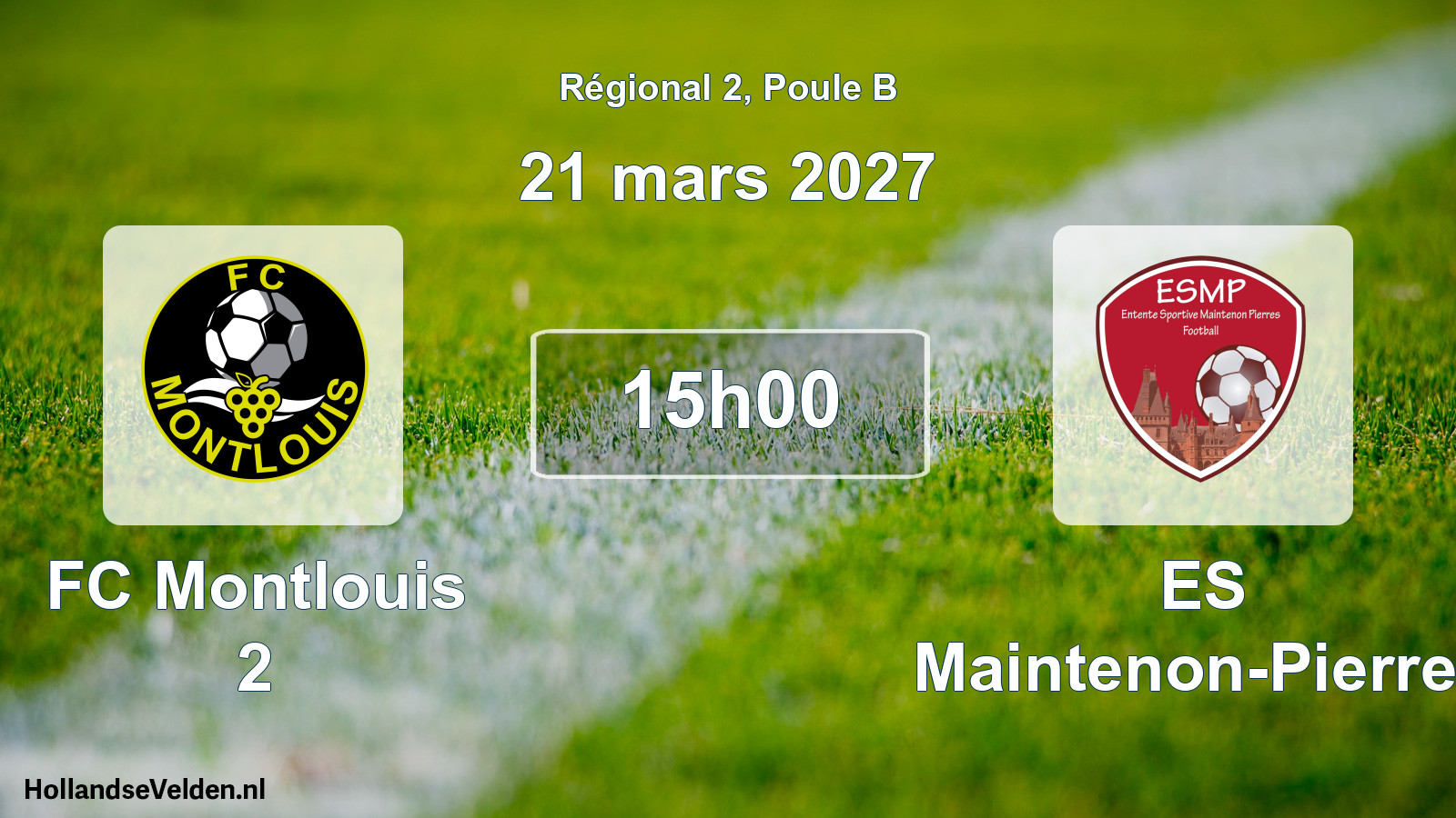 Match programmé: FC Montlouis 2 - ES Maintenon-Pierres (21 mars 2027)