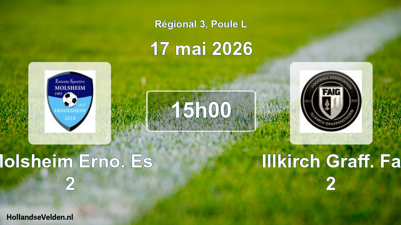 Geplande wedstrijd: Molsheim Erno. Es 2 - Illkirch Graff. Fa 2 (17 mai 2026)
