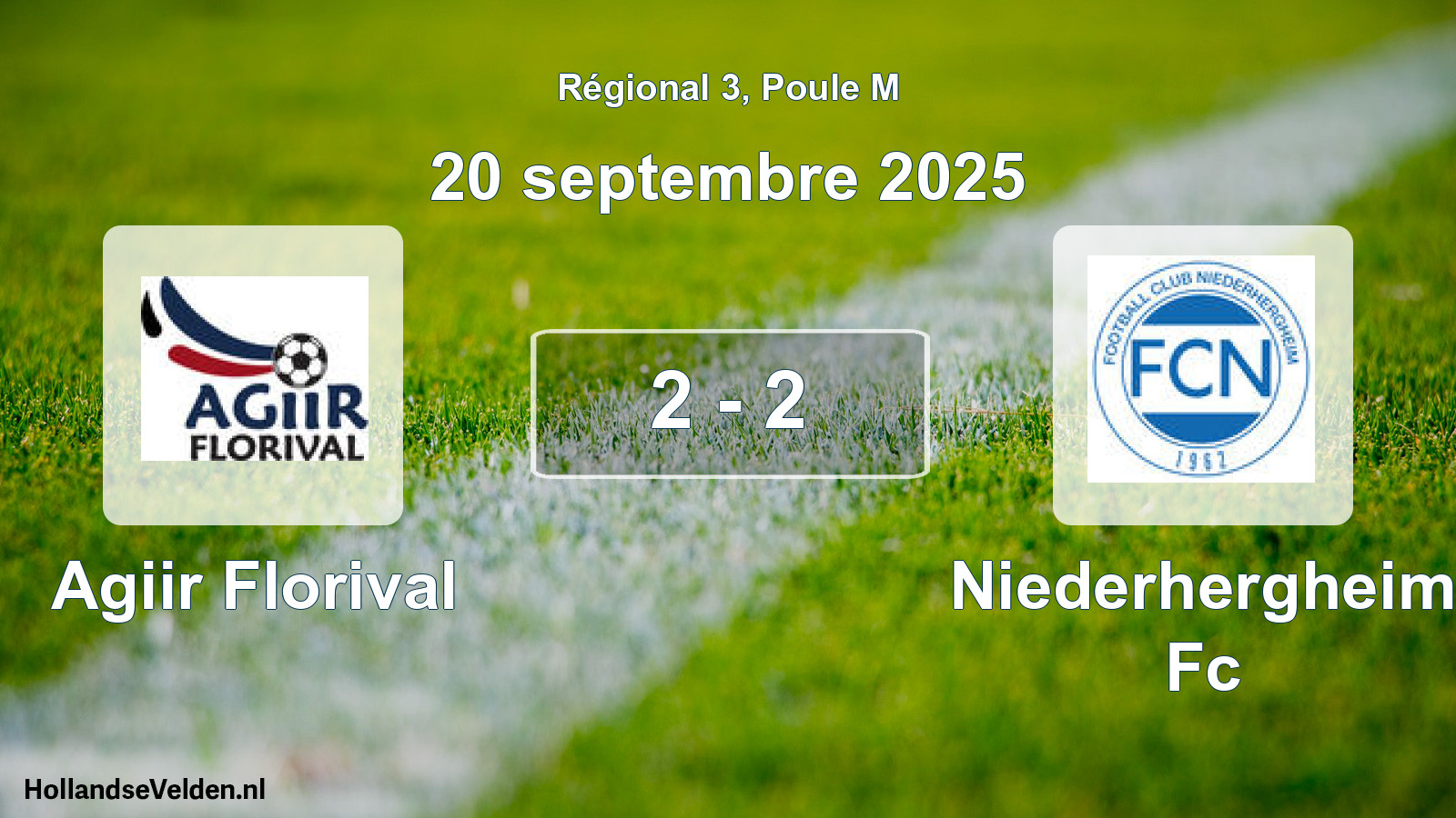 Gespeelde wedstrijd: Agiir Florival - Niederhergheim Fc 2 - 2 (20 septembre 2025)