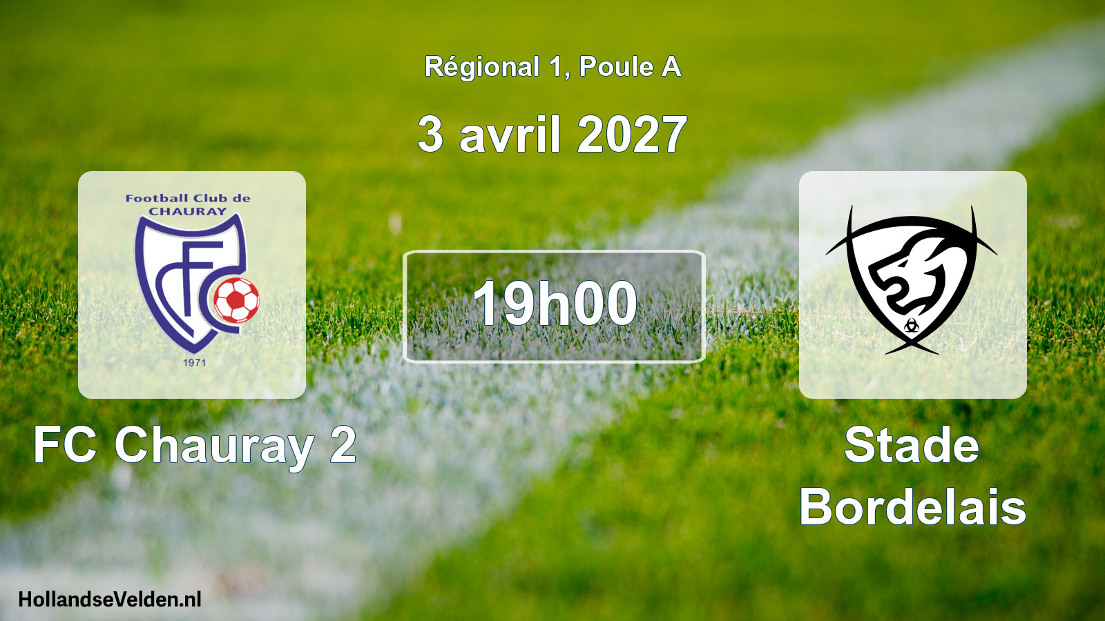 Match programmé: FC Chauray 2 - Stade Bordelais (3 avril 2027)