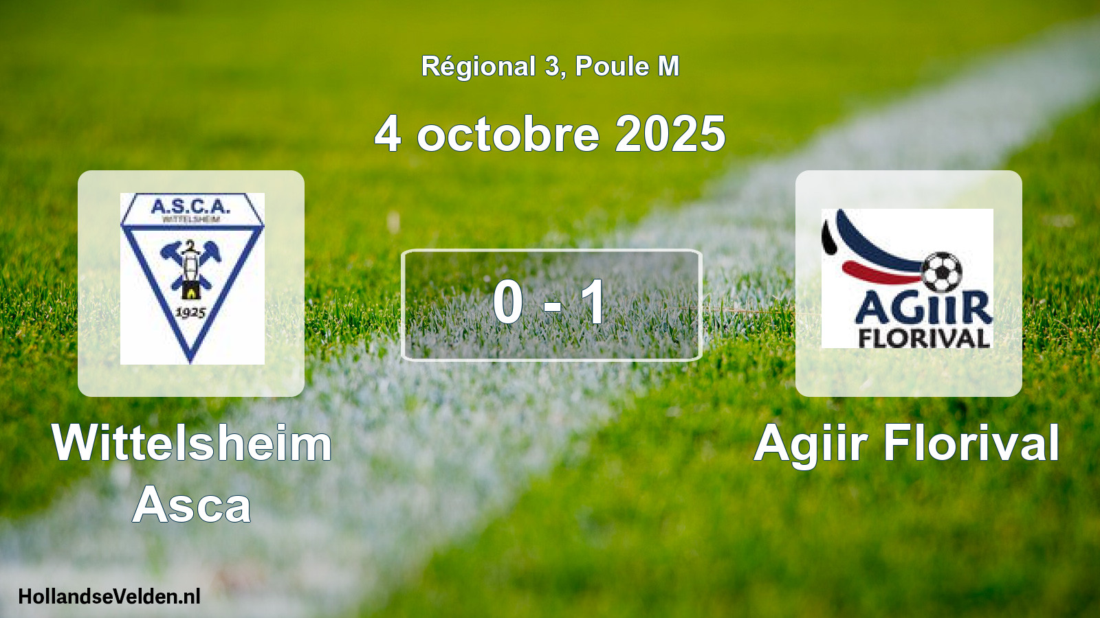 Total number of matches played: Wittelsheim Asca - Agiir Florival 0 - 1 (4 October 2025)