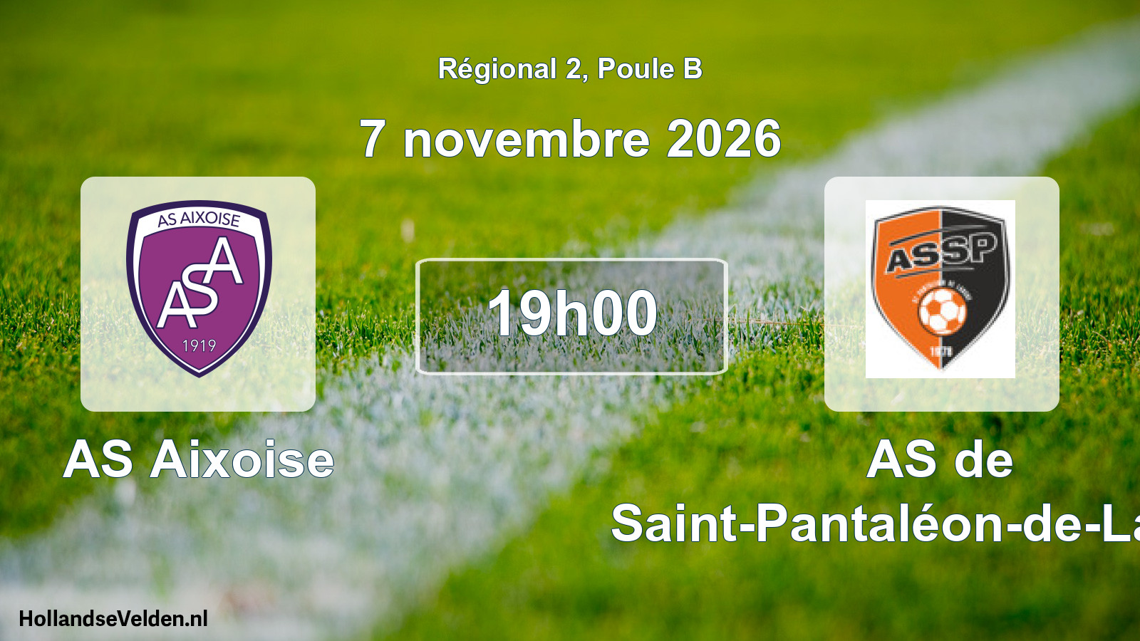 Geplande wedstrijd: AS Aixoise - AS de Saint-Pantaléon-de-Larche (7 november 2026)