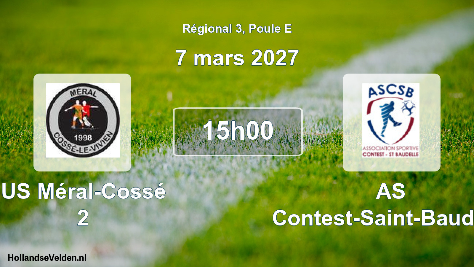 Match programmé: US Méral-Cossé 2 - AS Contest-Saint-Baudelle (7 mars 2027)