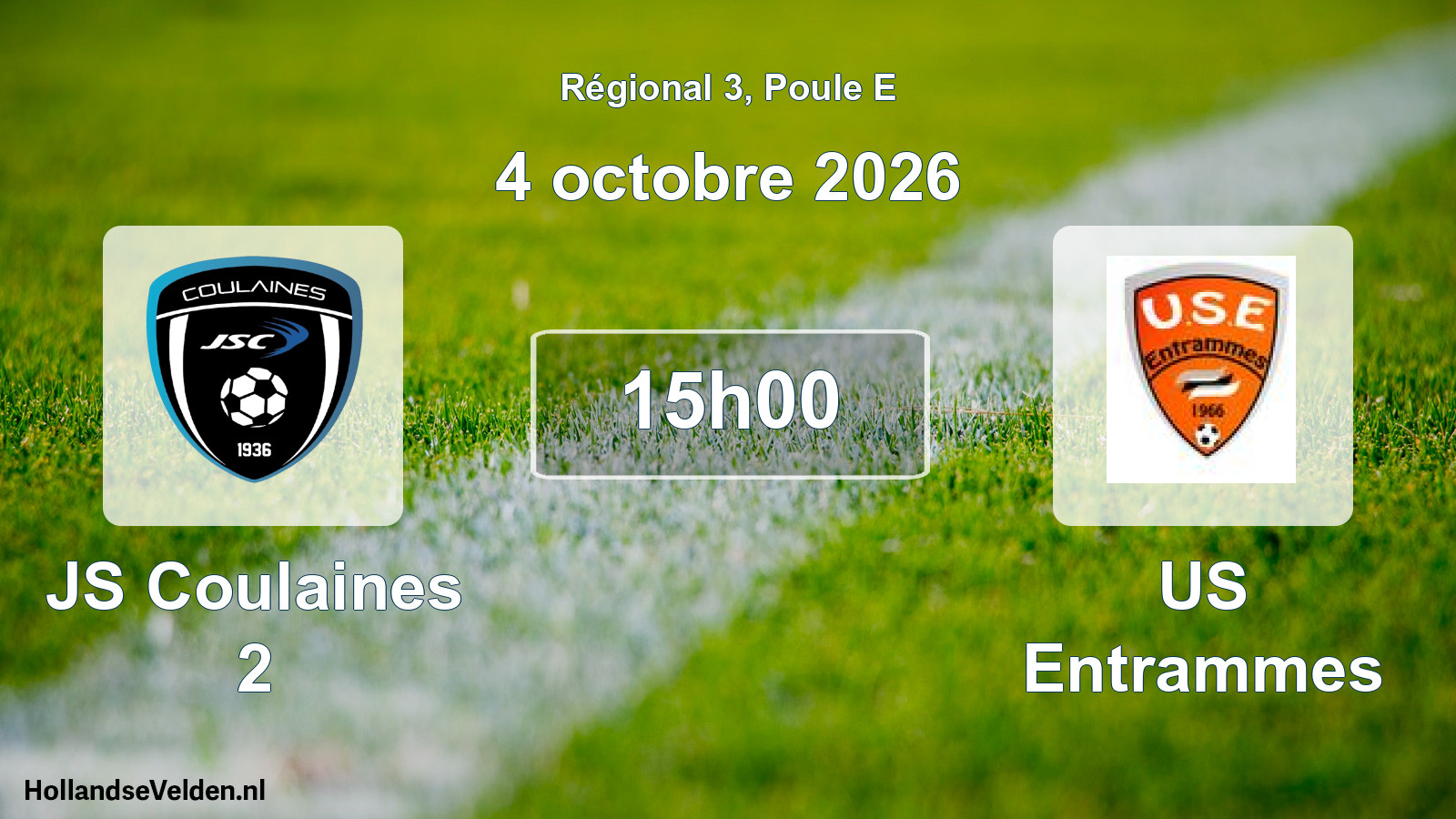 Match programmé: JS Coulaines 2 - US Entrammes (4 octobre 2026)