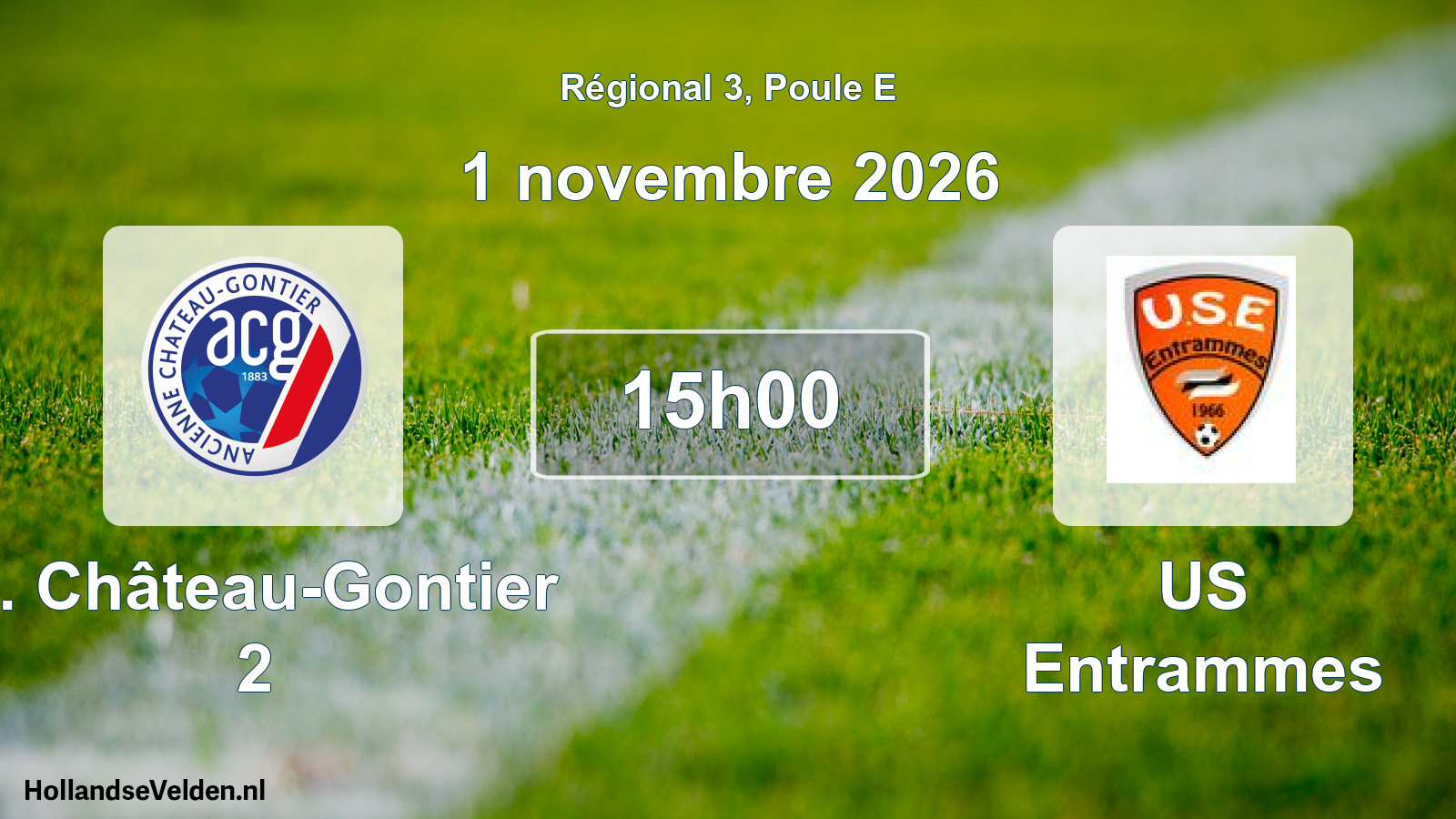 Match programmé: A. Château-Gontier 2 - US Entrammes (1 novembre 2026)
