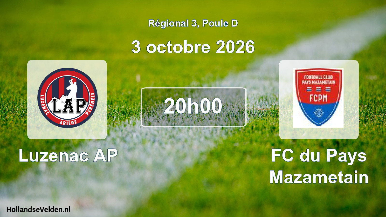 Match programmé: Luzenac AP - FC du Pays Mazametain (3 octobre 2026)