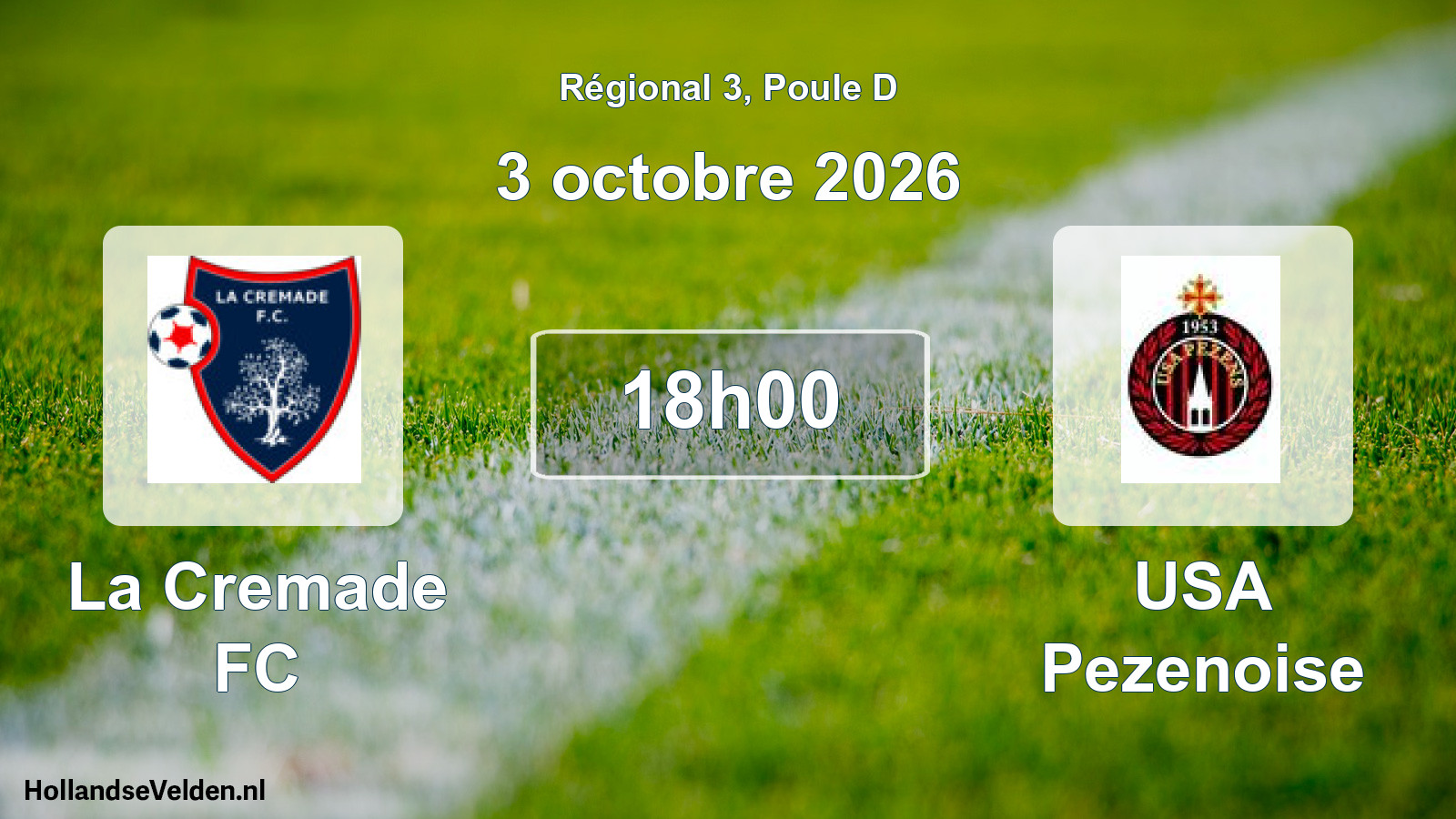 Scheduled Match: La Cremade FC - USA Pezenoise (3 October 2026)