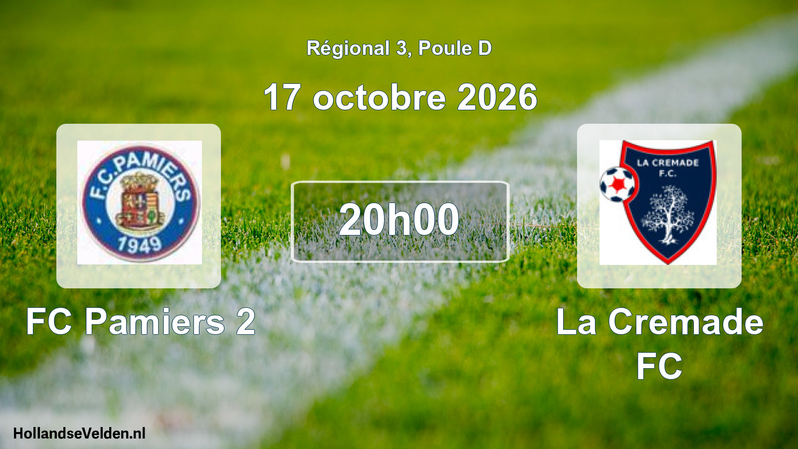 Match programmé: FC Pamiers 2 - La Cremade FC (17 octobre 2026)