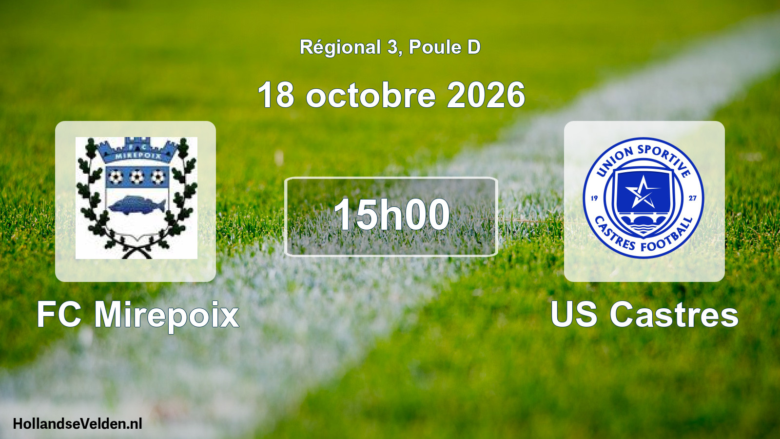 Match programmé: FC Mirepoix - US Castres (18 octobre 2026)