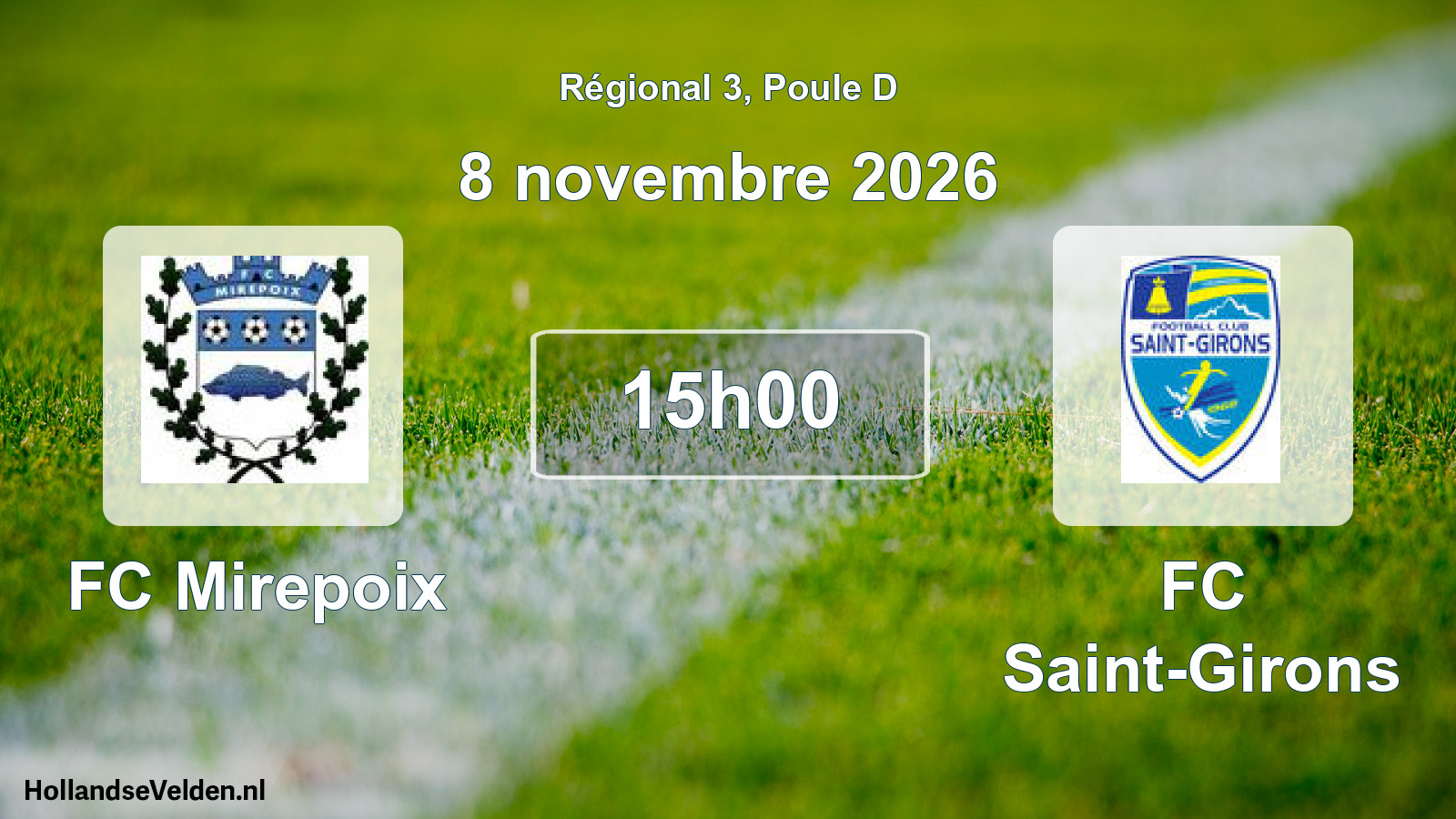 Match programmé: FC Mirepoix - FC Saint-Girons (8 novembre 2026)