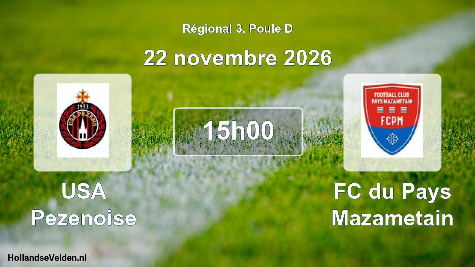 Scheduled Match: USA Pezenoise - FC du Pays Mazametain (22 November 2026)