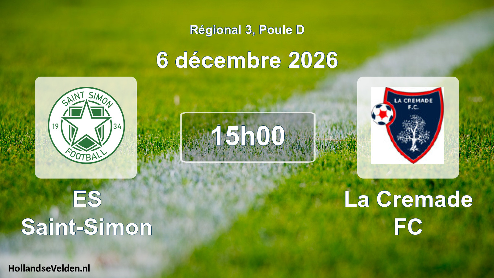 Match programmé: ES Saint-Simon - La Cremade FC (6 décembre 2026)
