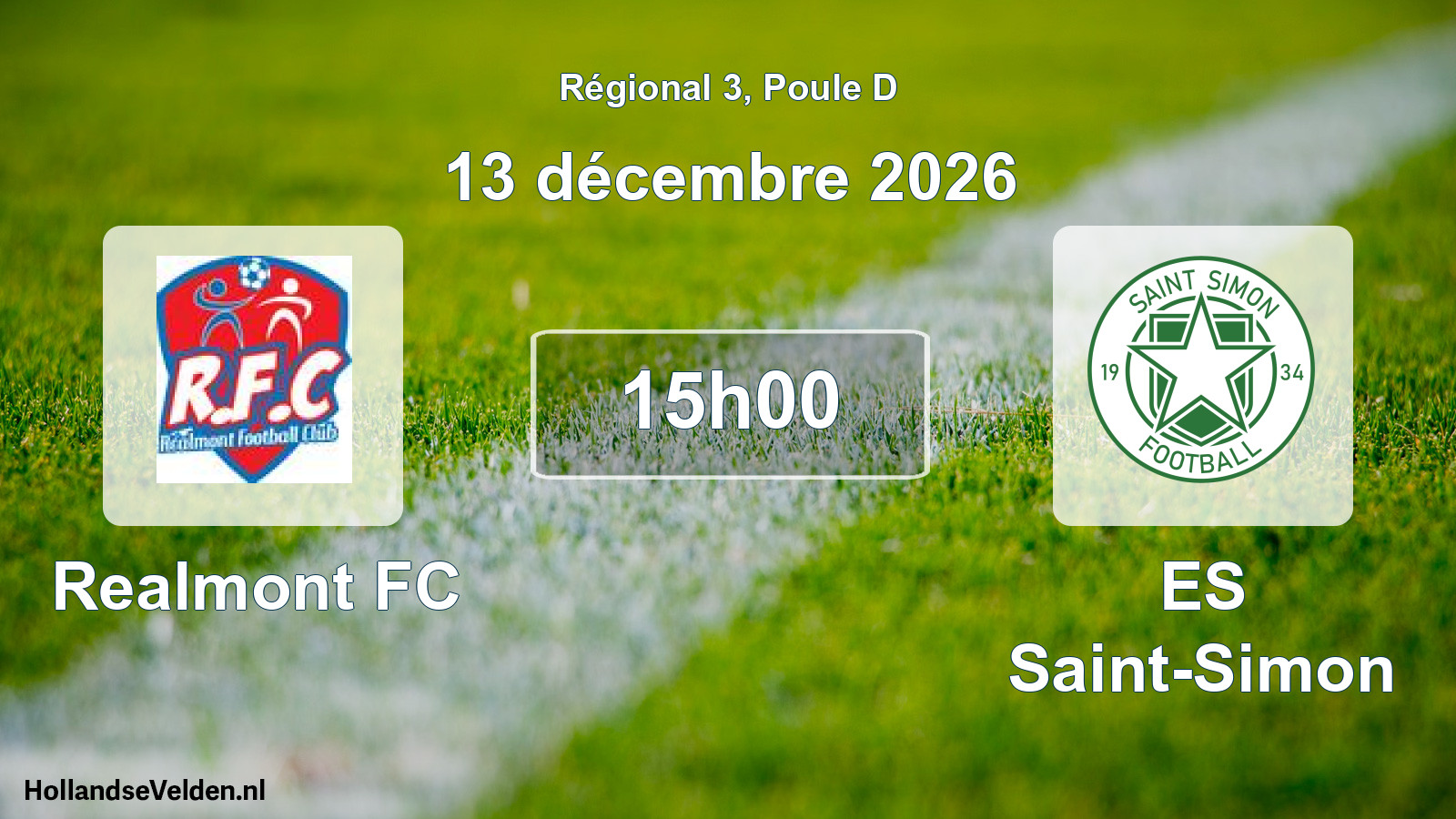 Match programmé: Realmont FC - ES Saint-Simon (13 décembre 2026)